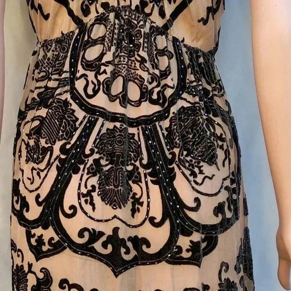Hale Bob Flapper Velvet Silk Dress with Black Applique Size Small - Picture 6 of 9
